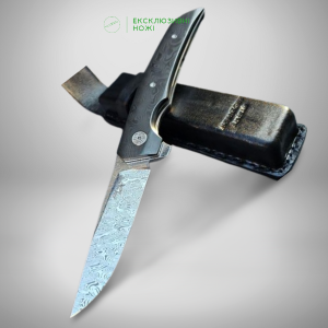 ЯГУАР ІІ авторський складаний ніж ручної роботи GRYFON, сталь - Damasteel, 63 HRC. Photo 3 ЯГУАР ІІ авторський складаний ніж ручної роботи GRYFON, сталь - Damasteel, 63 HRC. Photo 3